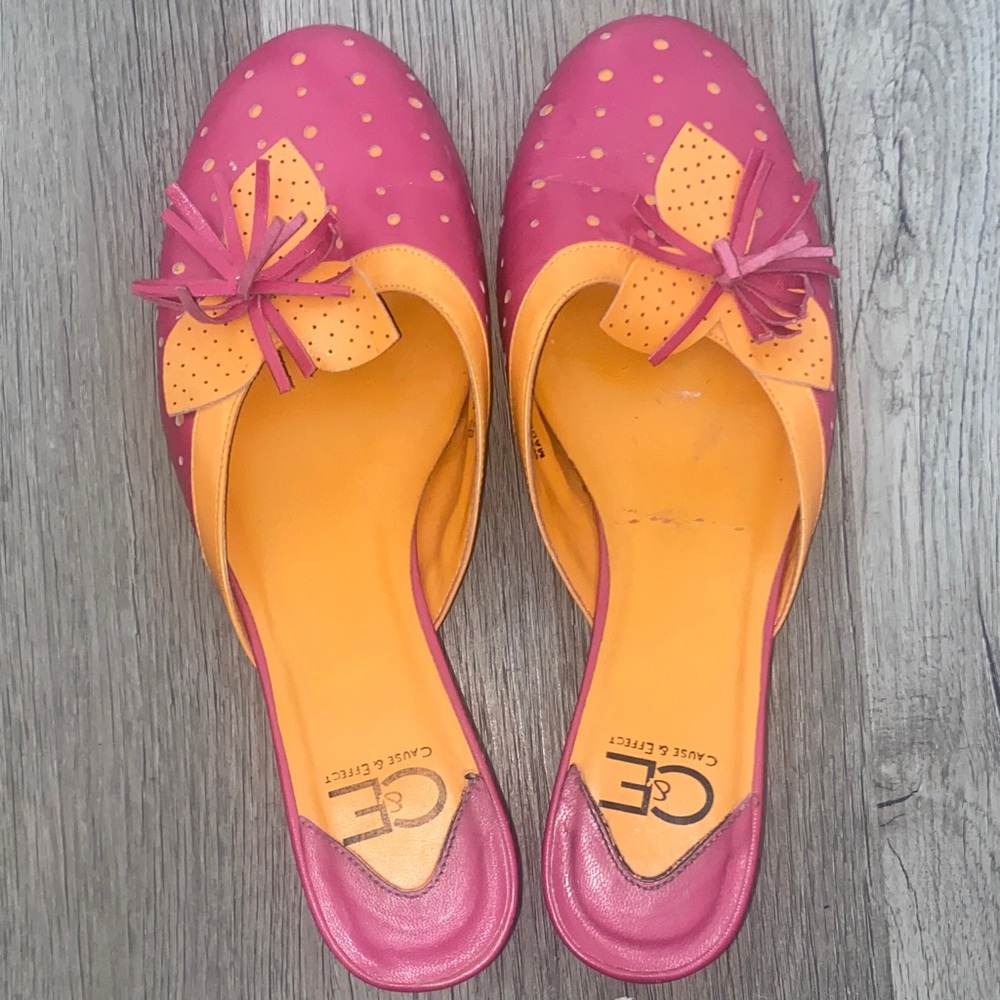 Pink & Orange Bow Accent Women’s Kitten Heels - Playful & Comfy